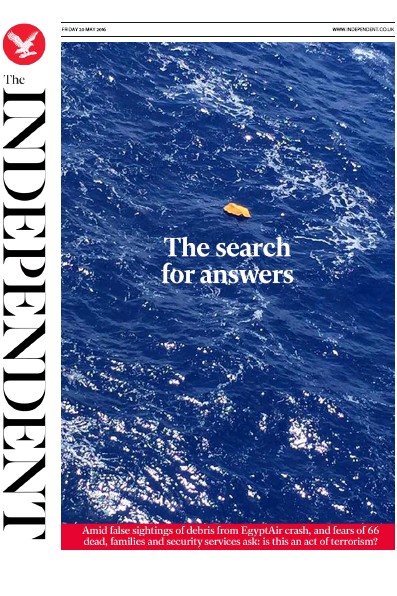 The Independent Newspaper Front Page for 20 May 2016