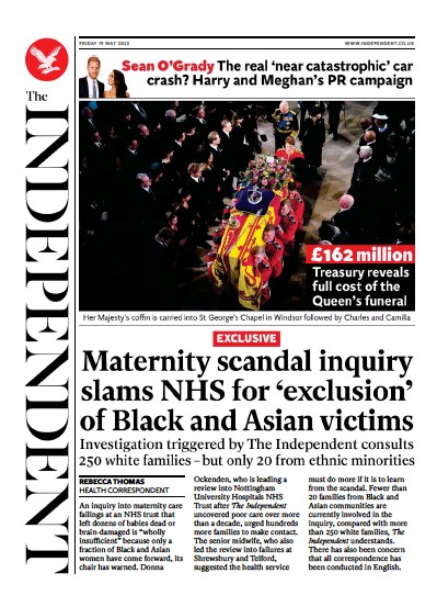 The Independent (UK) Newspaper Front Page for 20 May 2023