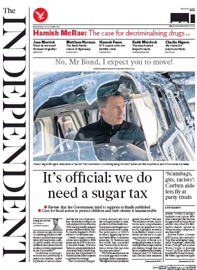 The Independent Newspaper Front Page for 21 October 2015