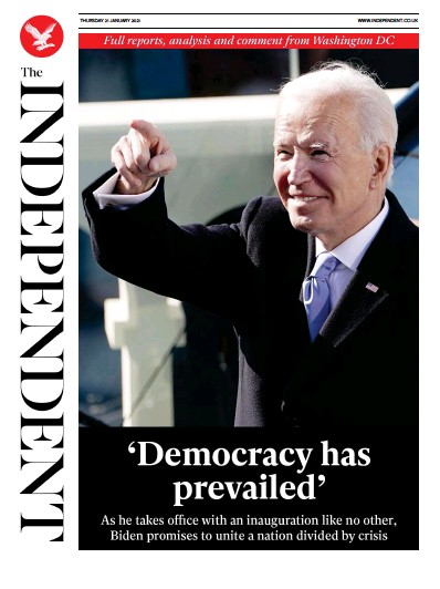 The Independent Newspaper Front Page for 21 January 2021
