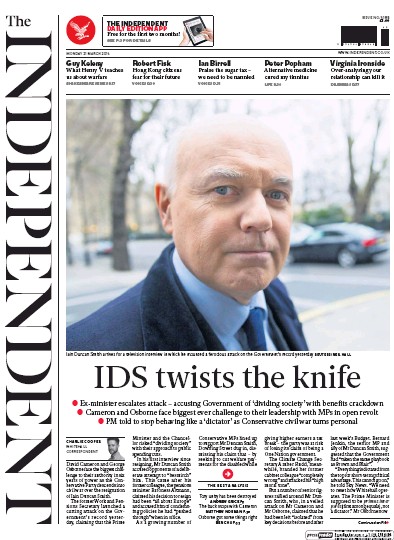 The Independent Newspaper Front Page for 21 March 2016