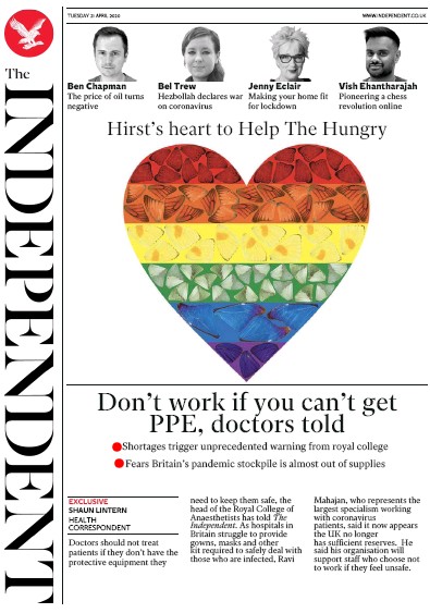 The Independent Newspaper Front Page for 21 April 2020
