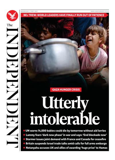 The Independent (UK) Newspaper Front Page for 21 May 2025