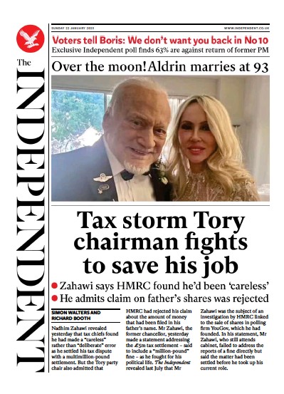 The Independent (UK) Newspaper Front Page for 22 January 2023