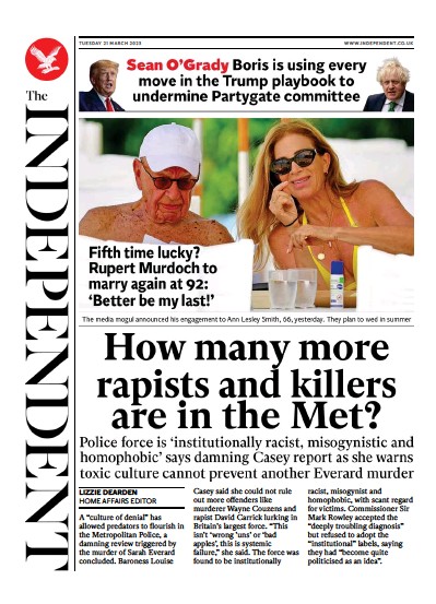 The Independent (UK) Newspaper Front Page for 22 March 2023