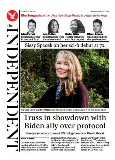 The Independent (UK) Newspaper Front Page for 22 May 2022