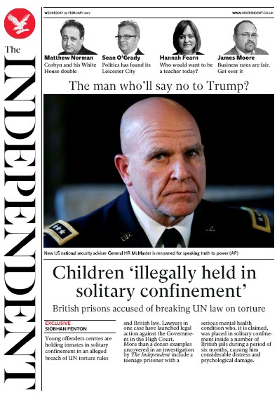 The Independent Newspaper Front Page for 23 February 2017