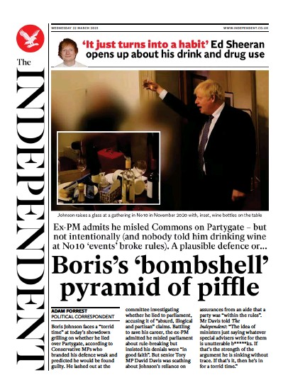 The Independent (UK) Newspaper Front Page for 23 March 2023
