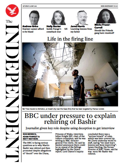 The Independent (UK) Newspaper Front Page for 23 May 2021