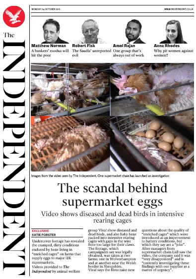 The Independent Newspaper Front Page for 24 October 2016