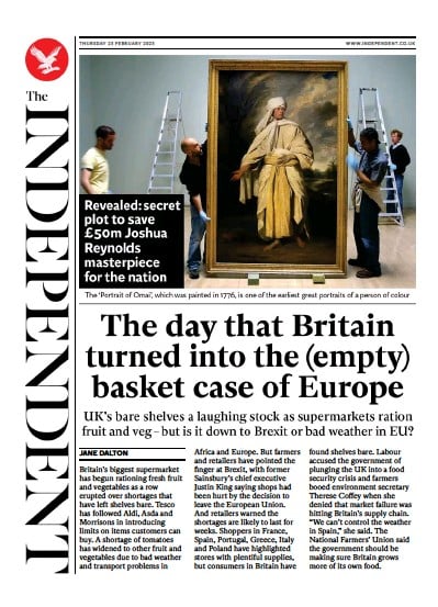 The Independent (UK) Newspaper Front Page for 24 February 2023