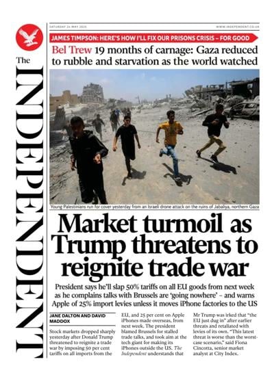 The Independent (UK) Newspaper Front Page for 24 May 2025