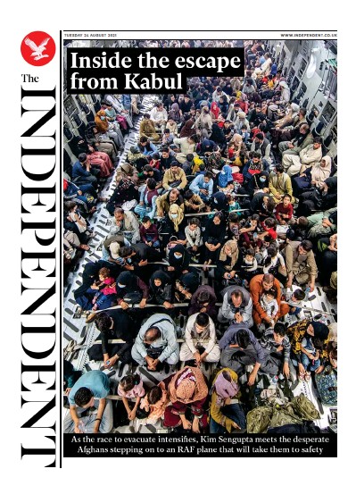 The Independent (UK) Newspaper Front Page for 24 August 2021