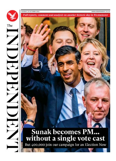 The Independent Newspaper Front Page for 25 October 2022