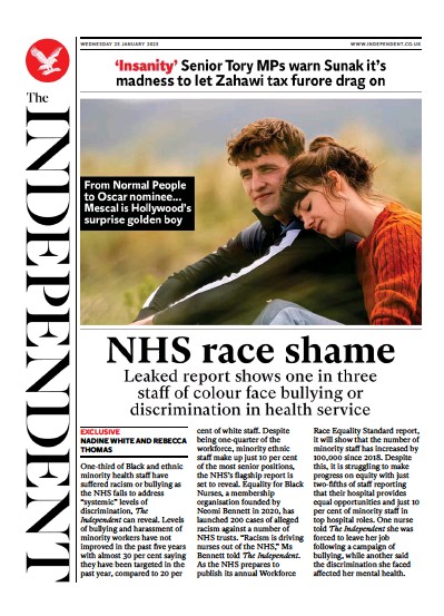 The Independent (UK) Newspaper Front Page for 25 January 2023