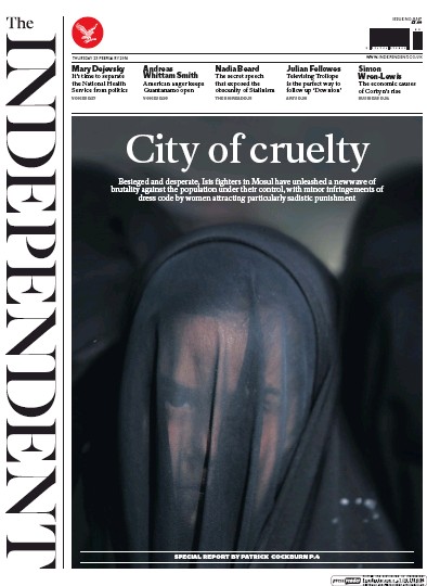 The Independent Newspaper Front Page for 25 February 2016