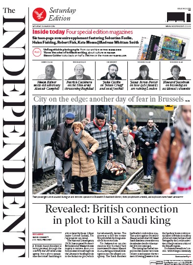 The Independent Newspaper Front Page for 26 March 2016