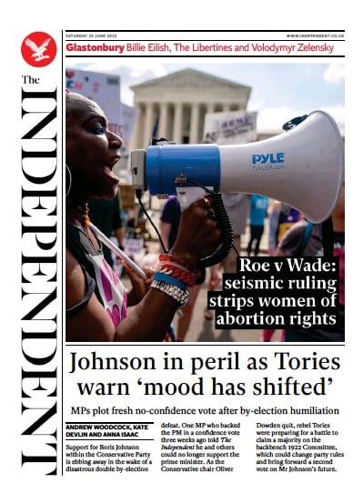 The Independent (UK) Newspaper Front Page for 26 June 2022