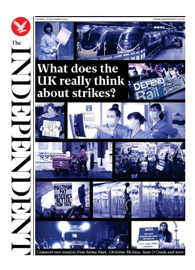 The Independent Newspaper Front Page for 27 December 2022