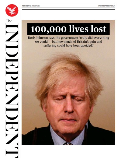 The Independent Newspaper Front Page for 27 January 2021