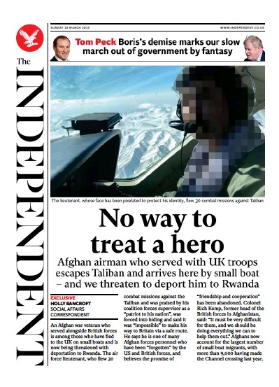 The Independent (UK) Newspaper Front Page for 27 March 2023
