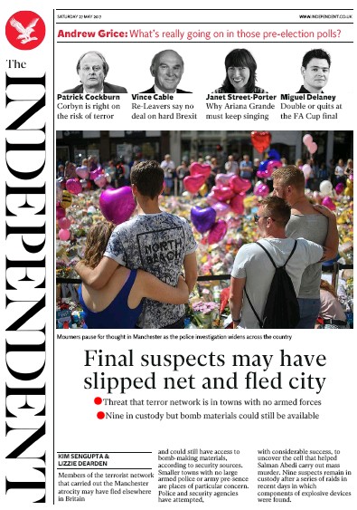 The Independent Newspaper Front Page for 27 May 2017
