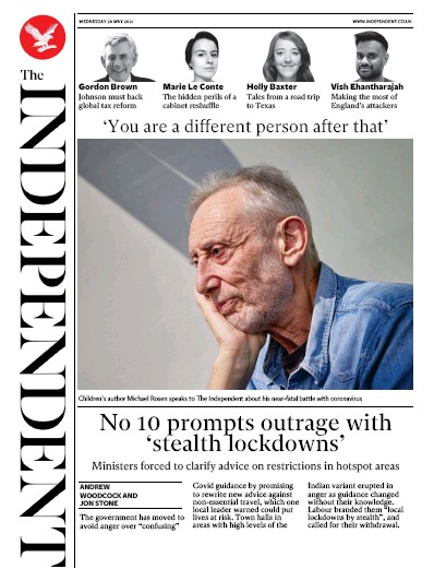 The Independent Newspaper Front Page for 27 May 2021