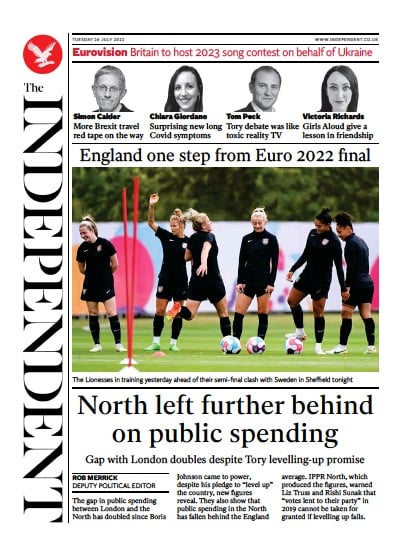 The Independent Newspaper Front Page for 27 July 2022