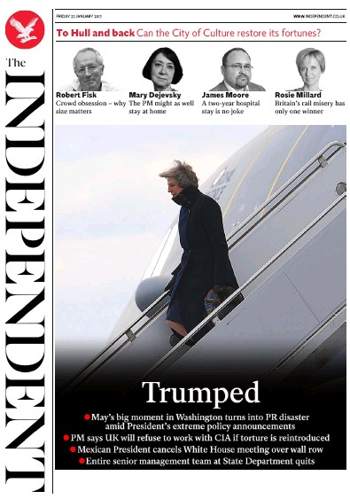 The Independent Newspaper Front Page for 28 January 2017