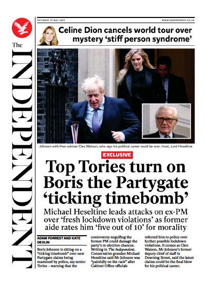 The Independent (UK) Newspaper Front Page for 28 May 2023