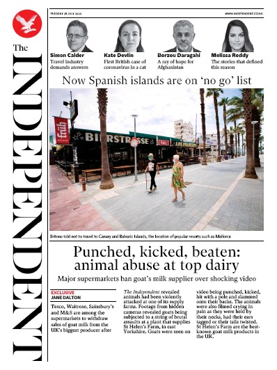 The Independent Newspaper Front Page for 28 July 2020