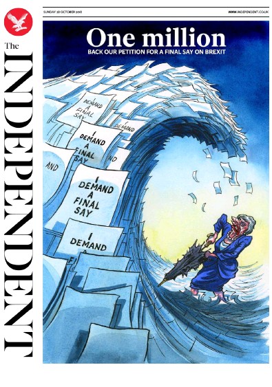 The Independent (UK) Newspaper Front Page for 29 October 2018