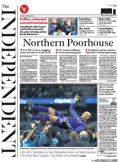The Independent Newspaper Front Page for 29 February 2016