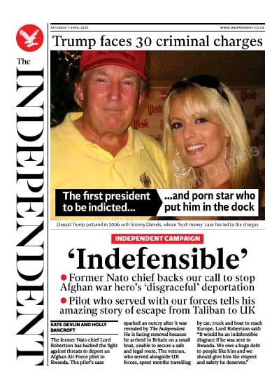 The Independent (UK) Newspaper Front Page for 2 April 2023