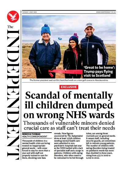 The Independent (UK) Newspaper Front Page for 2 May 2023