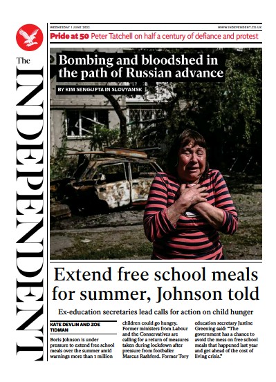 The Independent (UK) Newspaper Front Page for 2 June 2022