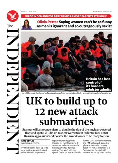 The Independent (UK) Newspaper Front Page for 2 June 2025