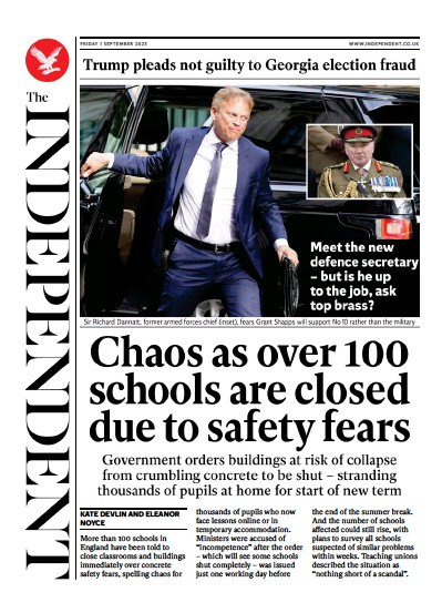 The Independent (UK) Newspaper Front Page for 2 September 2023