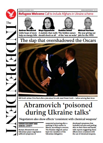 The Independent Newspaper Front Page for 30 March 2022