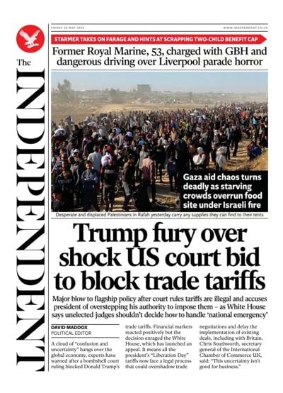 The Independent (UK) Newspaper Front Page for 30 May 2025