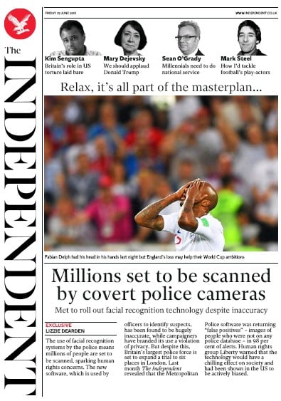 The Independent Newspaper Front Page for 30 June 2018