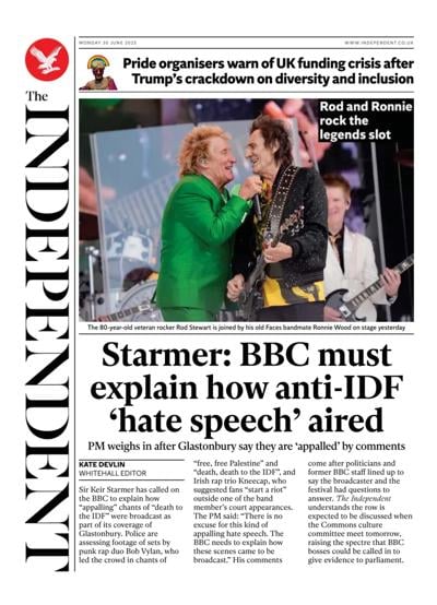 The Independent (UK) Newspaper Front Page for 30 June 2025