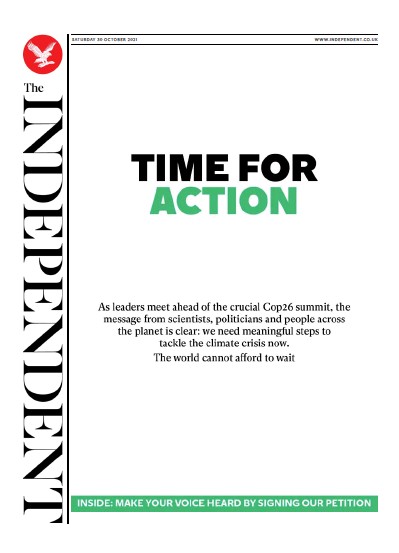 The Independent (UK) Newspaper Front Page for 31 October 2021