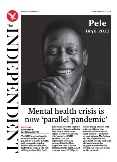 The Independent (UK) Newspaper Front Page for 31 December 2022