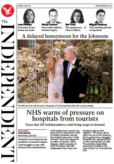 The Independent Newspaper Front Page for 31 May 2021