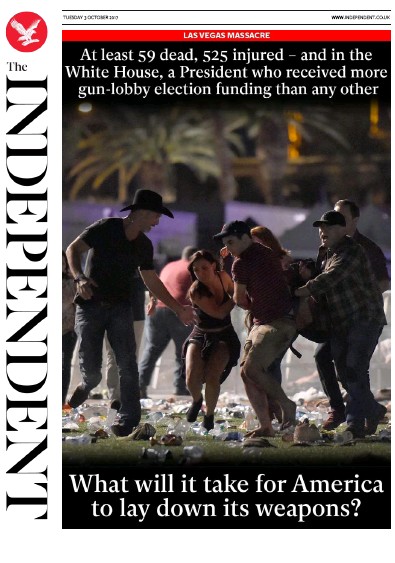 The Independent Newspaper Front Page for 3 October 2017