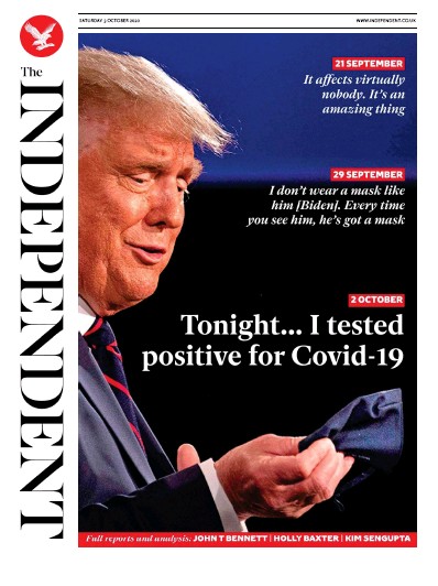 The Independent Newspaper Front Page for 3 October 2020