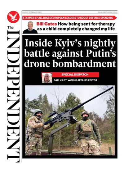 The Independent (UK) Newspaper Front Page for 3 February 2025