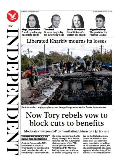 The Independent Newspaper Front Page for 4 October 2022