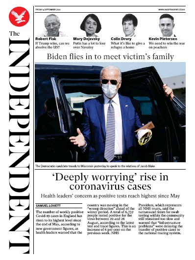 The Independent Newspaper Front Page for 4 September 2020